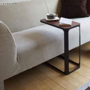 Yamazaki Home Small Metal and Wood Bedside Compact Side Table for Modern Living Room - Narrow C Shaped Slim End Table Steel One Size Black