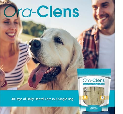 Ora-Clens Oral Hygiene Chews for Small Dogs - Cleans Teeth and Freshens Breathe - Coated with Enzymes - Prevents Plaque & Bacteria Build Up - 30 Chews