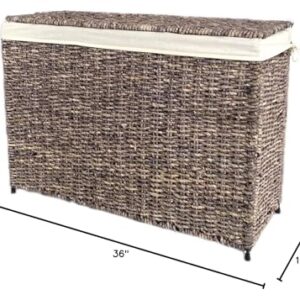 America Basket Woven Maize 3-Section Lined Hamper