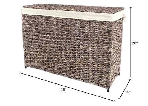 America Basket Woven Maize 3-Section Lined Hamper