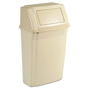 rubbermaid commercial 7822bei slim jim wall-mounted container, rectangular, plastic, 15gal, beige