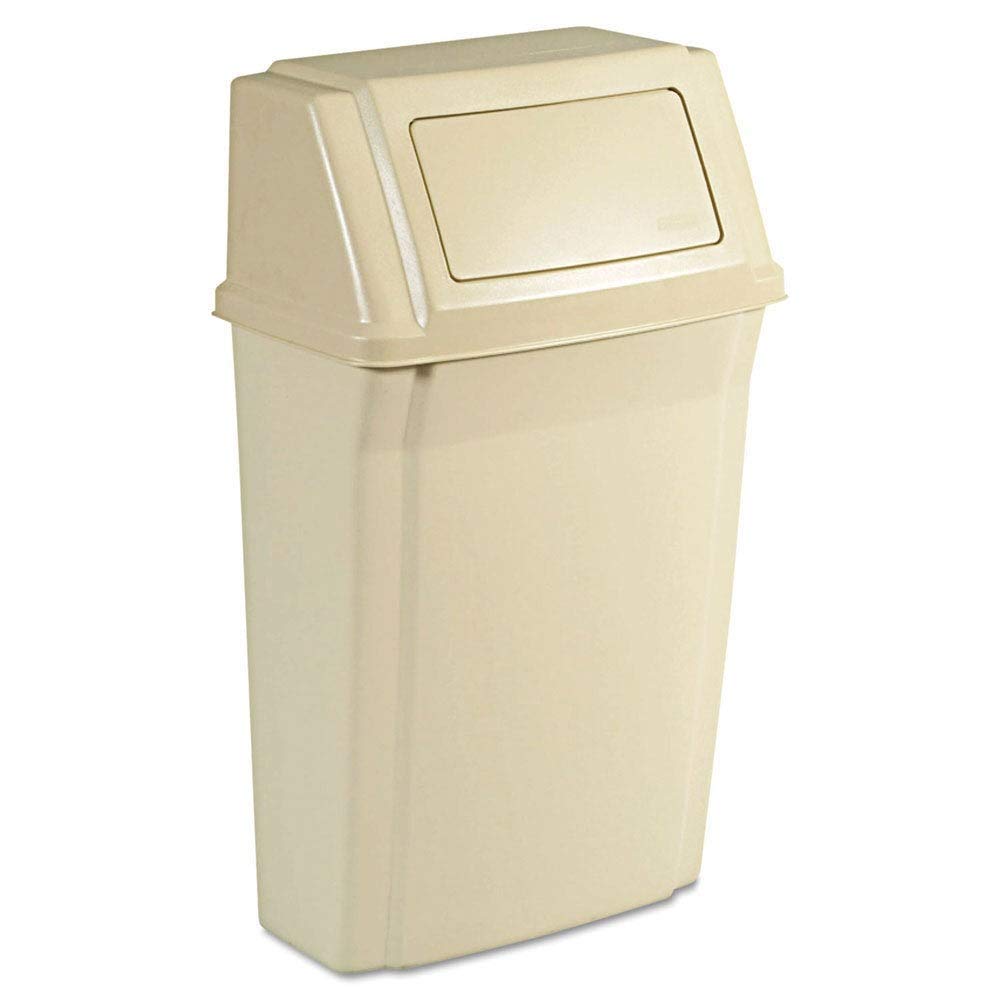 Rubbermaid Commercial 7822BEI Slim Jim Wall-Mounted Container, Rectangular, Plastic, 15gal, Beige