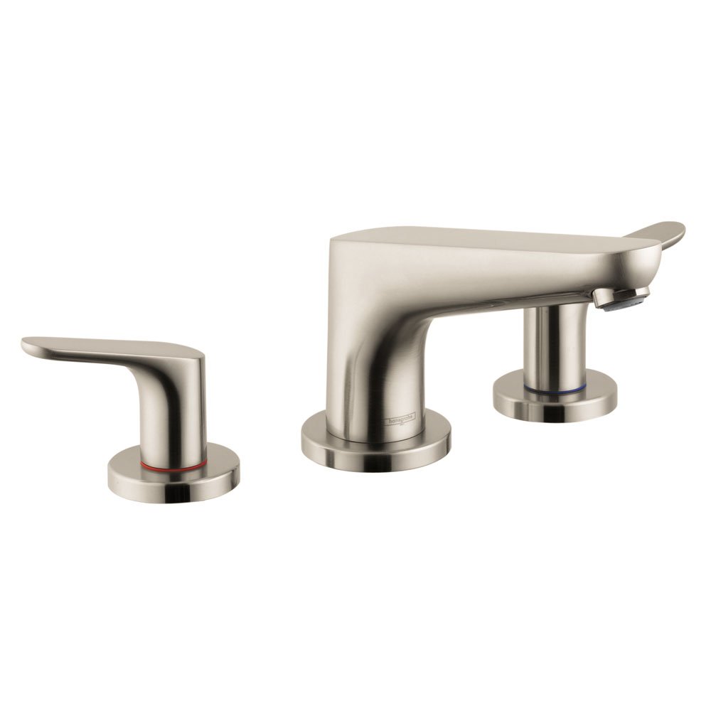 hansgrohe Focus Modern 2-Handle 16-inch Wide Roman Tub Filler Freestanding Bathtub Faucet in Brushed Nickel, 04365820