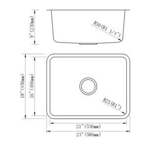 Dowell Undermount Single Bowl Stainless Steel Kitchen Sinks Handcrafted Small-Angle Corner Series 6005 2318