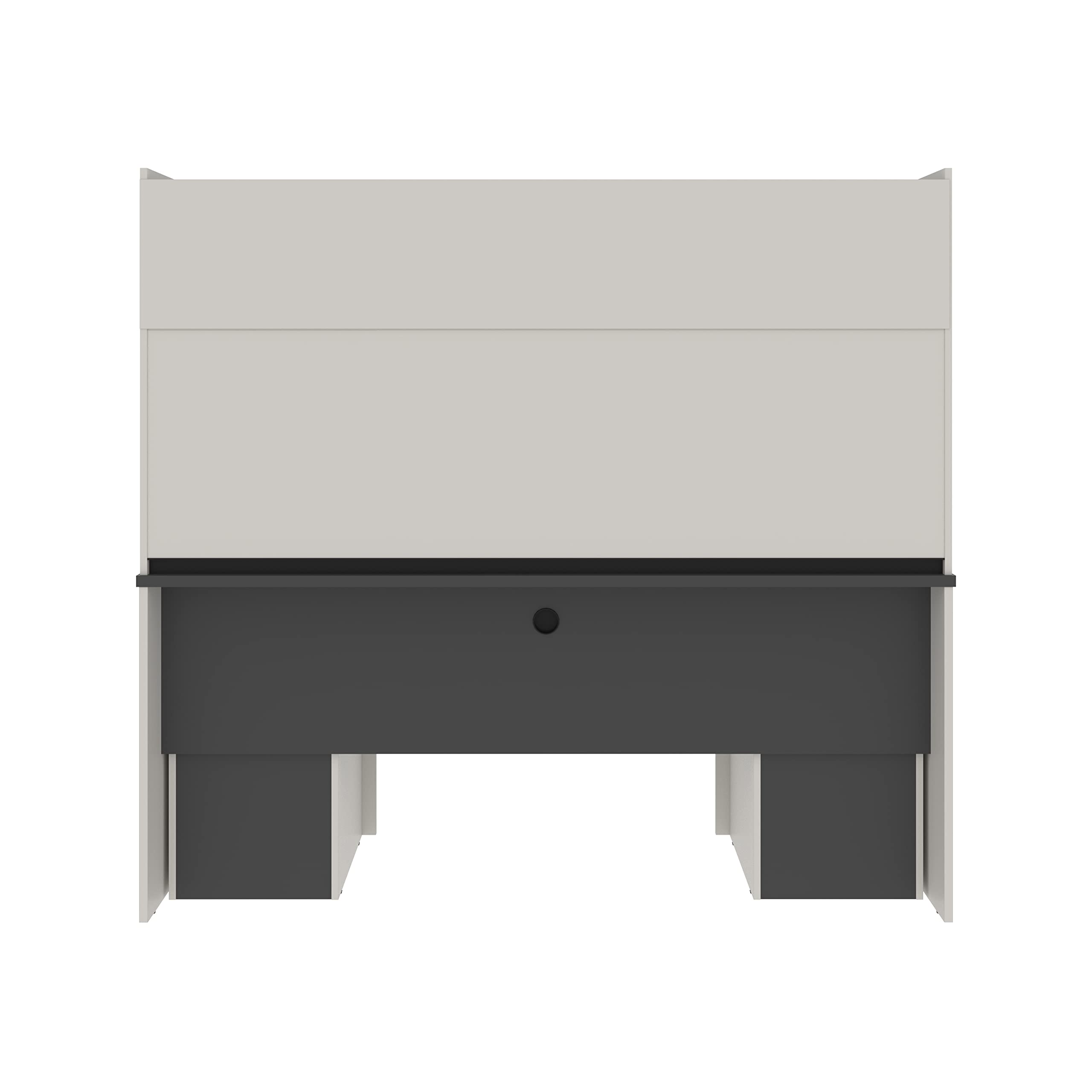 Bestar Connexion Credenza Desk with Two Pedestals and Hutch, 72W, Slate & Sandstone