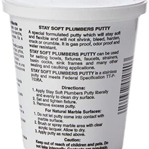 AquaPlumb Plumbers Putty | White, 14oz, Fixture Setting Compound. Stays Soft. Use on Sinks, Tubs, Fountains and More., Compact (01040)