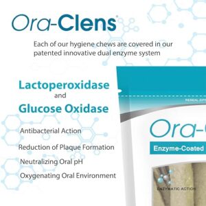 Ora-Clens Oral Hygiene Chews for Small Dogs - Cleans Teeth and Freshens Breathe - Coated with Enzymes - Prevents Plaque & Bacteria Build Up - 30 Chews