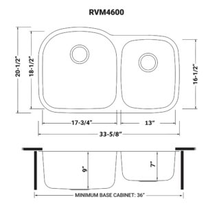 Ruvati 34-inch Undermount 60/40 Double Bowl 16 Gauge Stainless Steel Kitchen Sink - RVM4600