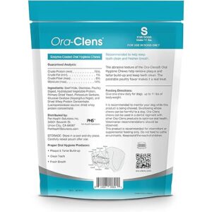 Ora-Clens Oral Hygiene Chews for Small Dogs - Cleans Teeth and Freshens Breathe - Coated with Enzymes - Prevents Plaque & Bacteria Build Up - 30 Chews