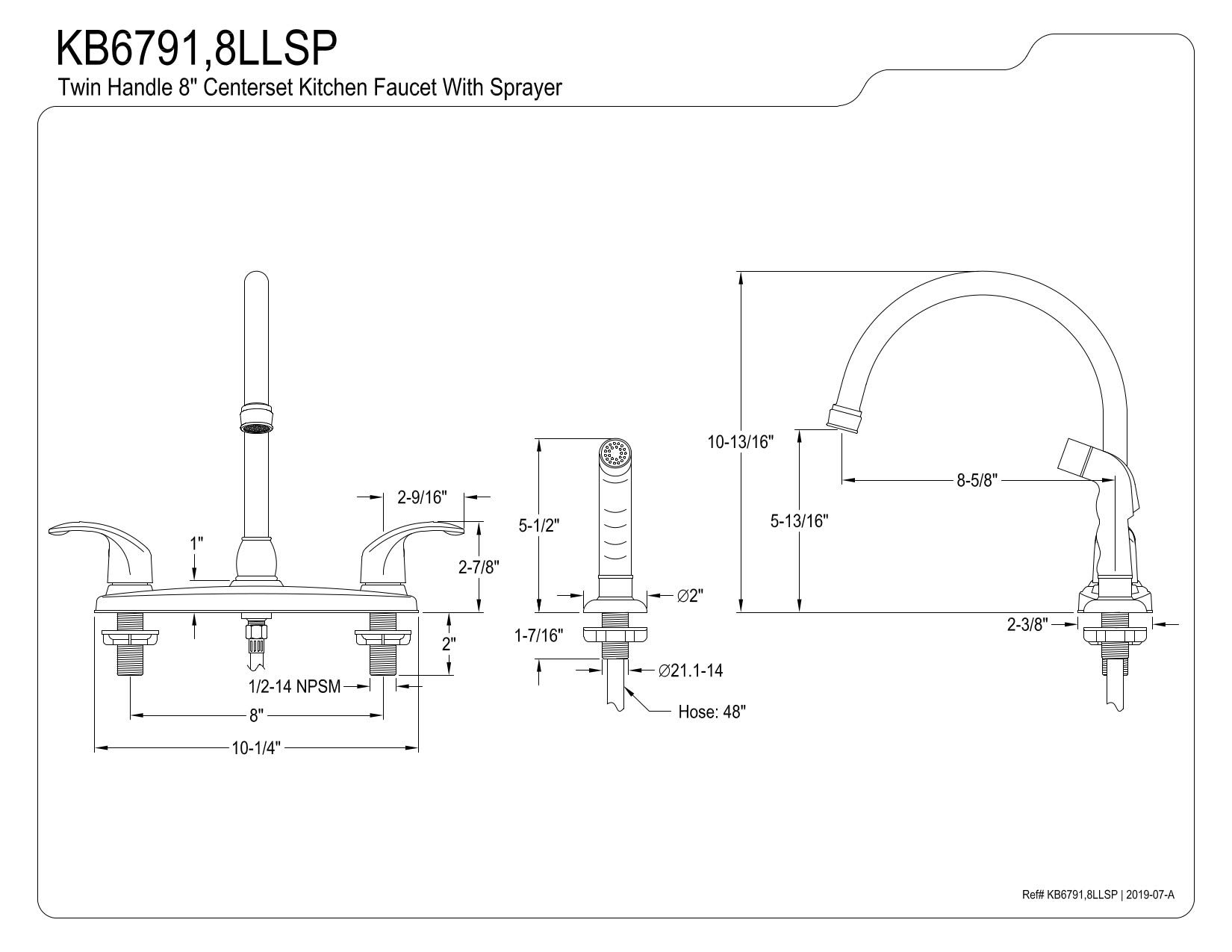 Kingston Brass KB6791LLSP Legacy 8-Inch Goose Neck Spout Kitchen Faucet with Matching Finish Sprayer, Polished Chrome