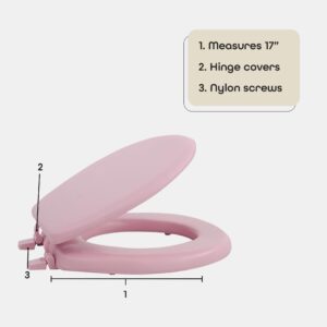 Soft Standard Vinyl Toilet Seat, Tea Rose - 17 Inch Soft Vinyl Cover with Comfort Foam Cushioning - Fits All Standard Size Fixtures - Easy to Install Fantasia by Achim Home Decor