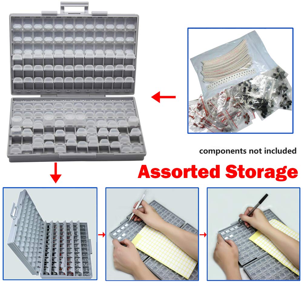 Two SMD SMT Resistor Capacitor 1206 0805 0603 Box Organizer Craft Beads Storage 144 Compartments for Each Box