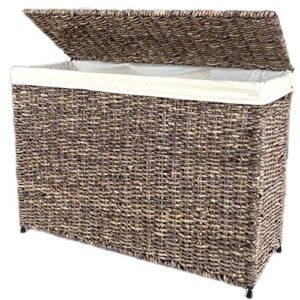 america basket woven maize 3-section lined hamper