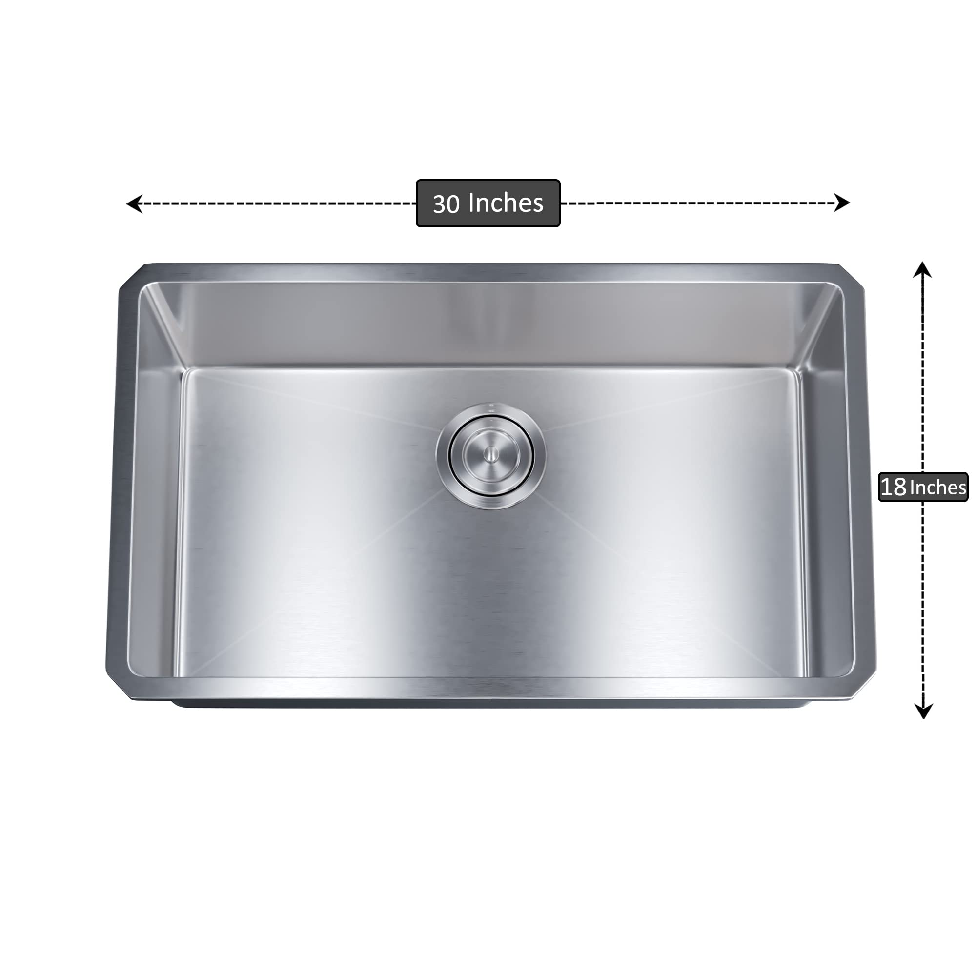 Dowell 10" Deep Undermount Single Bowl 30x18 Stainless Steel Kitchen Sink (16 Gauge, 6008 3018)