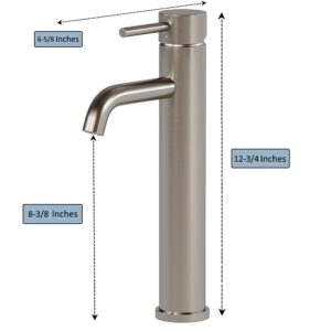 Dowell Modern Tall Vessel Sink Faucet - Single Handle, One Hole Bathroom Vanity Faucet,Brushed Nickel 8001 012 02