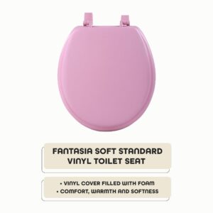 Soft Standard Vinyl Toilet Seat, Tea Rose - 17 Inch Soft Vinyl Cover with Comfort Foam Cushioning - Fits All Standard Size Fixtures - Easy to Install Fantasia by Achim Home Decor