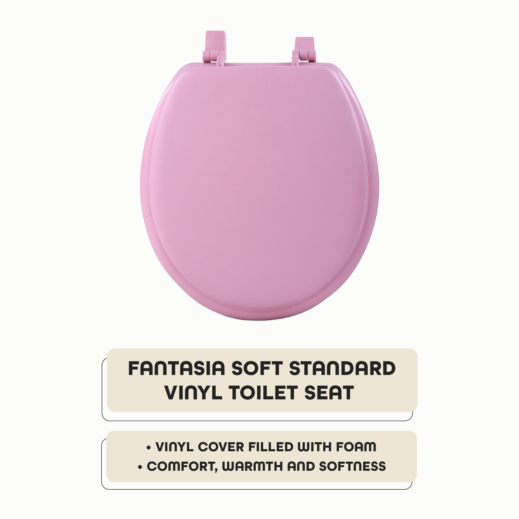 Soft Standard Vinyl Toilet Seat, Tea Rose - 17 Inch Soft Vinyl Cover with Comfort Foam Cushioning - Fits All Standard Size Fixtures - Easy to Install Fantasia by Achim Home Decor