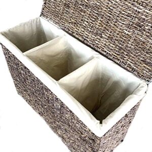 America Basket Woven Maize 3-Section Lined Hamper