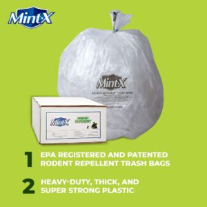 Mint-X Rodent Repellent Trash Bags, 1.3 Mil, Flat Seal, 58" Height x 38" Length, Clear (Pack of 100) (MX3858XHC)