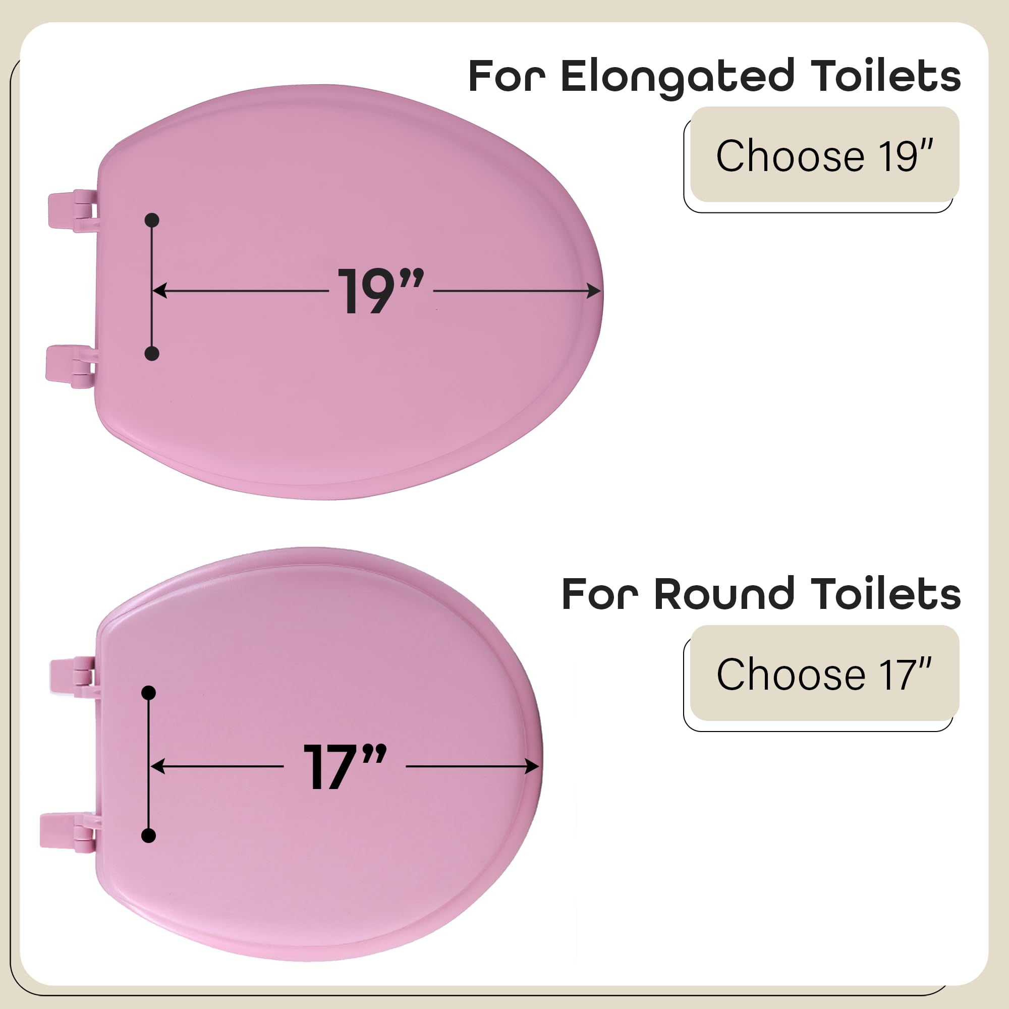 Soft Standard Vinyl Toilet Seat, Tea Rose - 17 Inch Soft Vinyl Cover with Comfort Foam Cushioning - Fits All Standard Size Fixtures - Easy to Install Fantasia by Achim Home Decor