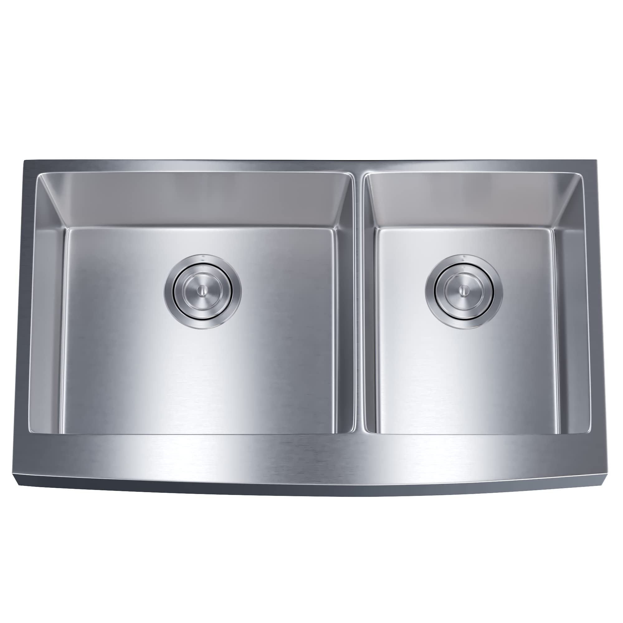 Dowell 10" Deep Apron Front Farmhouse Undermount Double Bowl 35-7/8x20-3/4 Stainless Steel Kitchen Sink (16 Gauge, 6008 3620D)