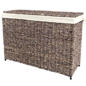 America Basket Woven Maize 3-Section Lined Hamper