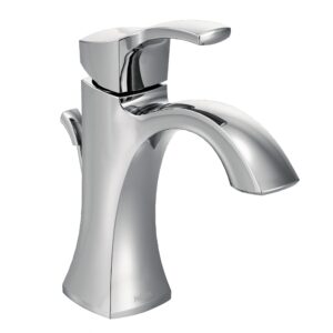 moen voss chrome one-handle single hole bathroom sink faucet with optional deckplate, 6903