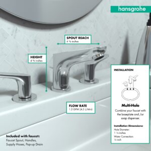 hansgrohe Focus Modern Widespread Easy Clean 2-Handle 3 5-inch Tall Bathroom Sink Faucet in Chrome, 04369000, Medium