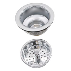 Westbrass D2165-26 Post Style Large Kitchen Basket Strainer with Waste Disposal Flange and Stopper, Polished Chrome