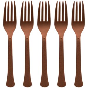 amscan 8000.111 premium heavy weight plastic forks, one size, chocolate brown