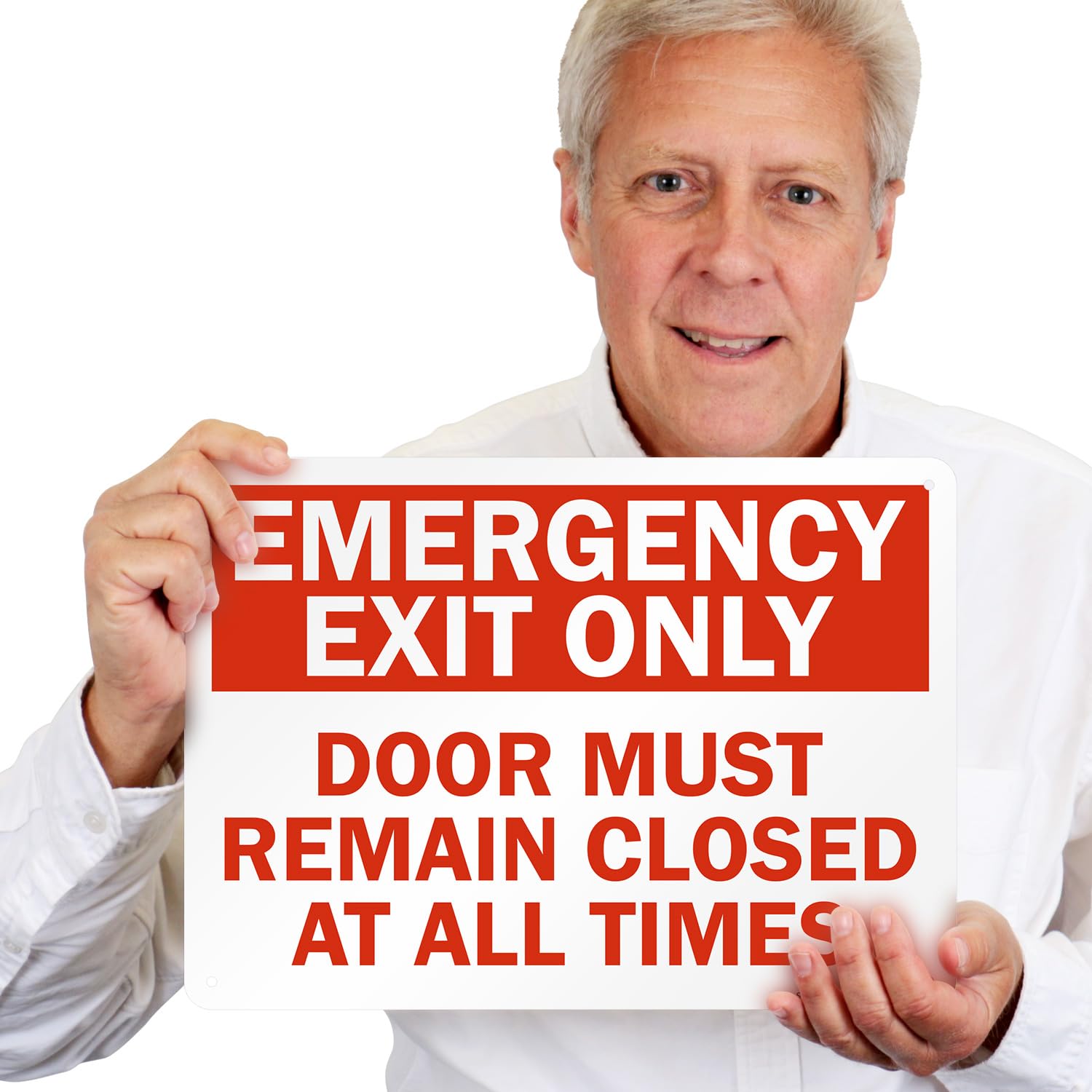 SmartSign Emergency Exit Only Sign Door Must Remain Closed at All Times (10" x 14" Non-Reflective Aluminum), Made in USA