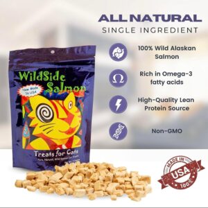 WILDSIDESALMON WildSide Salmon - 100% Wild Alaskan Salmon Freeze Dried Cat Treats - Healthy Training Treat - 3oz (3 Pack)