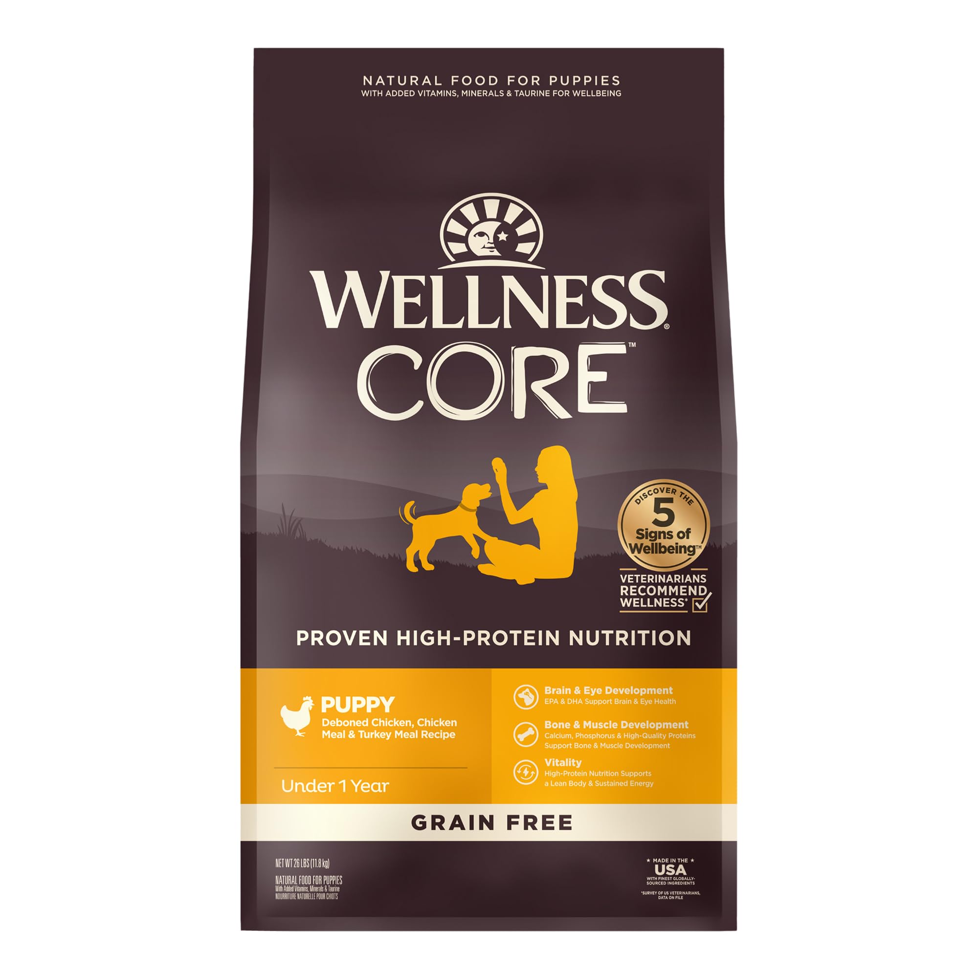 Wellness CORE Natural Grain Free Dry Dog Food, Puppy, 4-Pound Bag