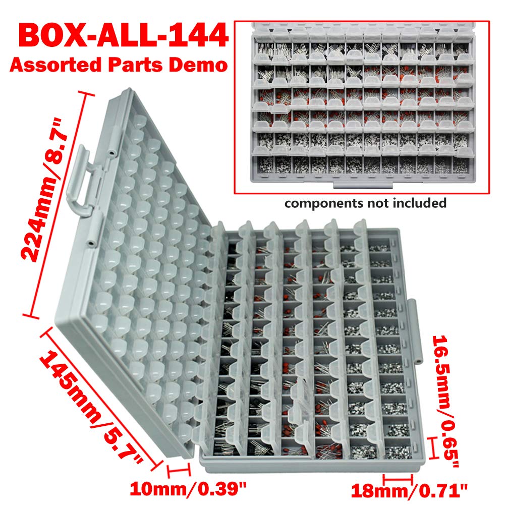 Two SMD SMT Resistor Capacitor 1206 0805 0603 Box Organizer Craft Beads Storage 144 Compartments for Each Box