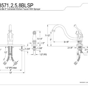 Kingston Brass KB3578BLSP Vintage 8-Inch Kitchen Faucet with Single Handle and Sprayer, Brushed Nickel