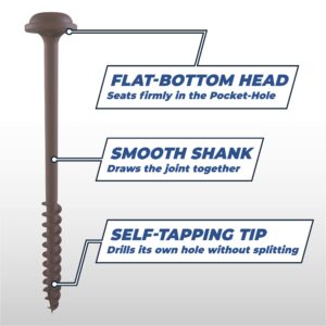 Kreg SML-C2X250-30 Protec-Kote Pocket Screws, 2-1/2 Inch #14 Coarse Thread, Maxi-Loc Head (30 Count)