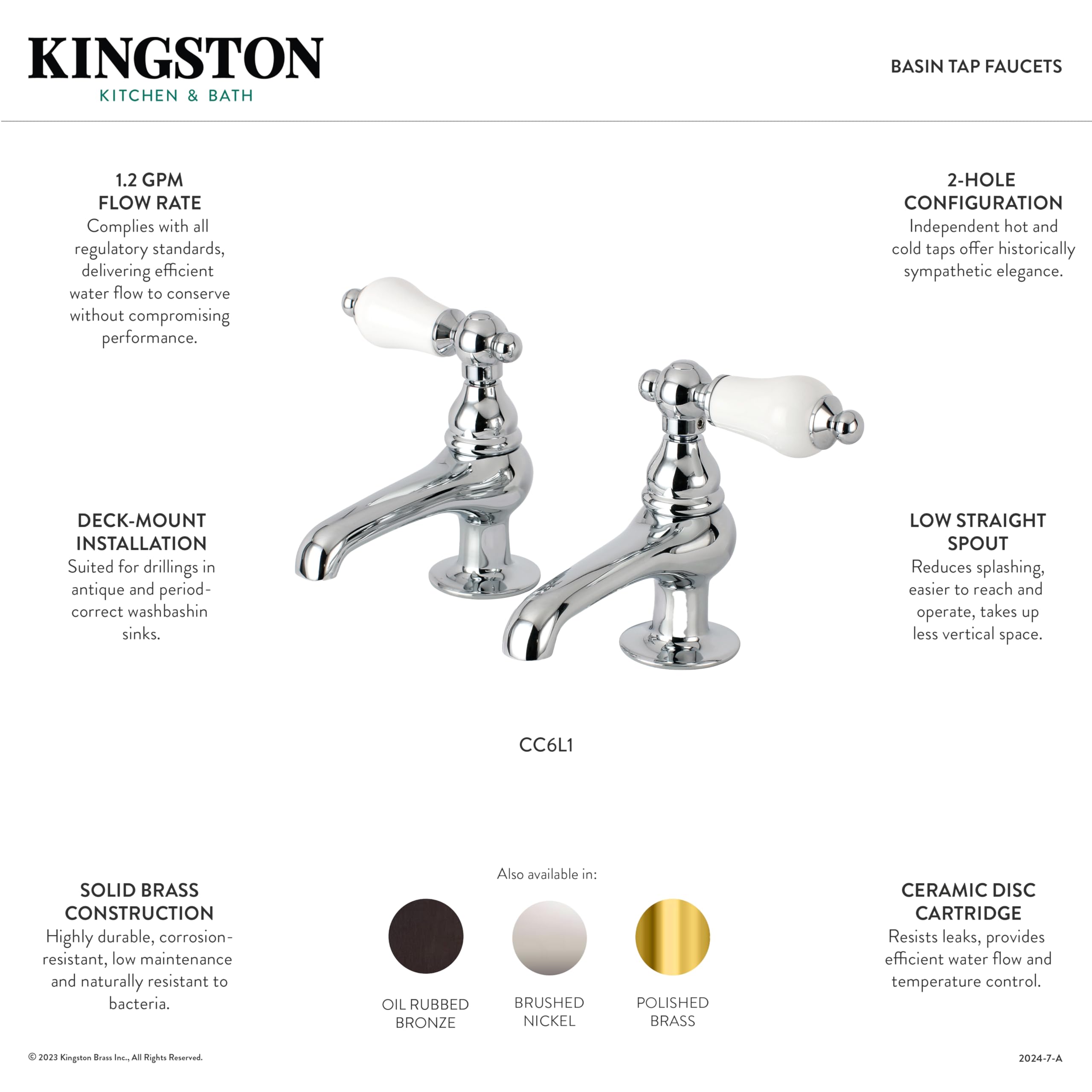 Kingston Brass CC6L1 Bel-Air Bridge Kitchen Faucet with Brass Sprayer, Polished Chrome