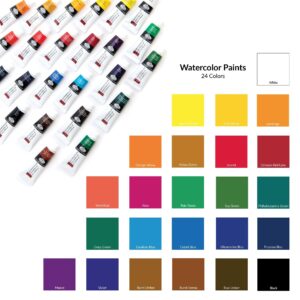 Royal & Langnickel WAT24 Watercolor Artist Tube Paint, 12ml, Pack of 24 colors