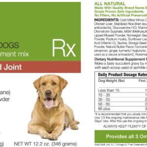 WellyTails Glucosamine Chondroitin MSM Turmeric Dog Joint Supplement for Large Dogs 12.2 oz. (60 Scoops)