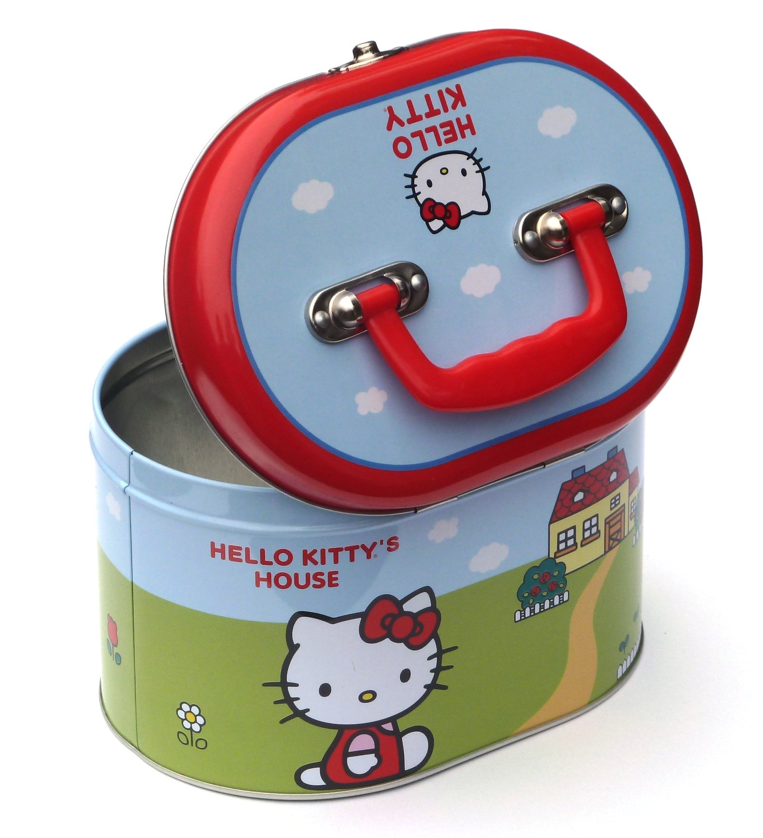 Hello Kitty House Oval Tin Train Case/Sewing Box