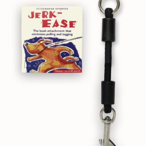 JERK-EASE BUNGEE DOG LEASH EXTENSION – Patented Shock Absorber Attachment Protects You and Your Dogs – Works with ANY Leash & Collar or Harness – a MUST for Retractable Leashes – PICK SIZE/COLOR BELOW