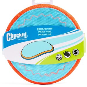 Chuckit! Paraflight Flying Disc Dog Toy - Water Floating Flyer - Durable Nylon Construction with Soft Rubber Edges - For Small and Medium Dogs - Size Small - 6.75" L x 6.75" W - Pack of 1