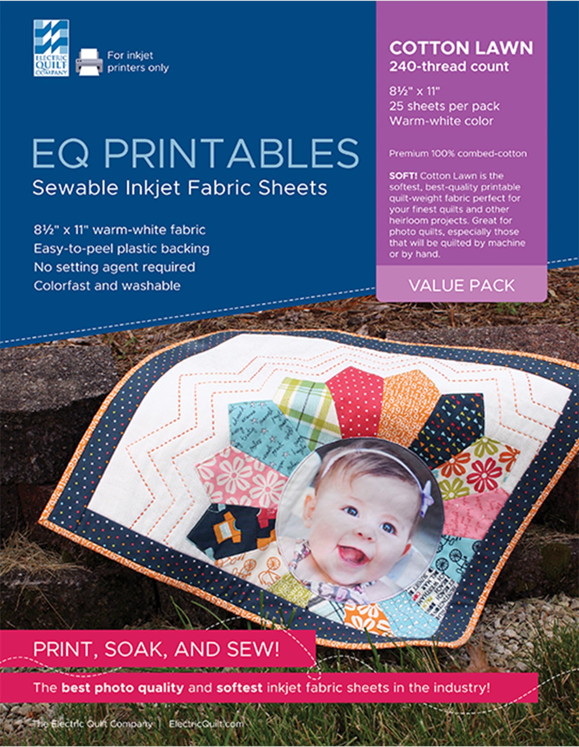 Electric Quilt EQ Printables: 25 Inkjet Cotton Lawn Fabric Sheets