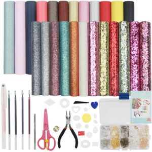 leather earring making kit - 24pcs cricut faux leather sheets for earrings making - 8.3" x 6.3" each - fabric and tool for diy earrings - jewelry hair bows crafts supplies for beginners