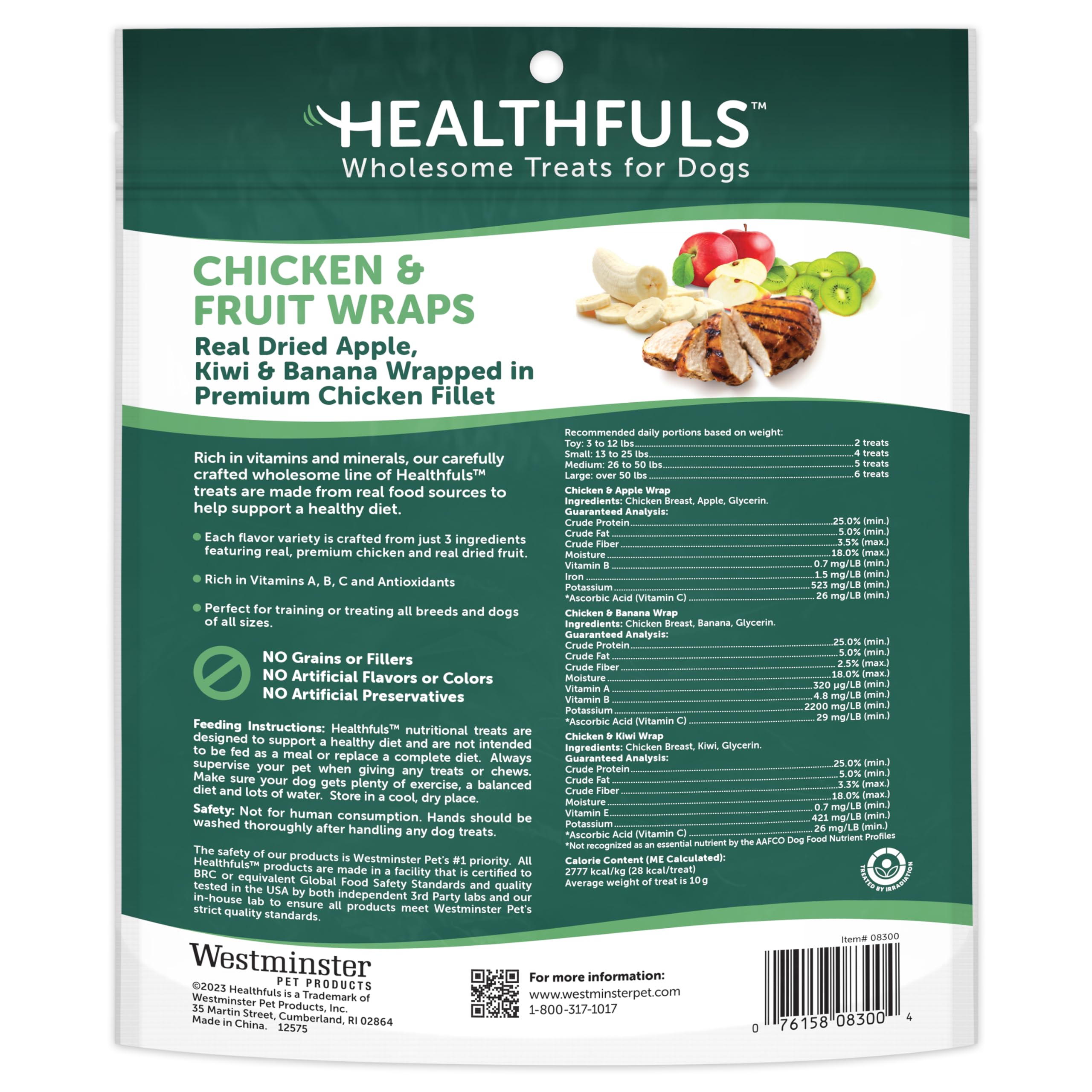 Healthfuls Chicken Wrapped Fruit Dog Treats, 16oz