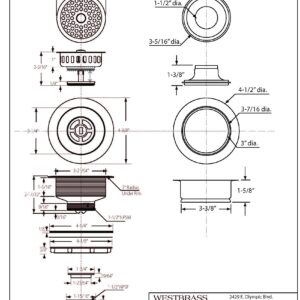 Westbrass D2165-26 Post Style Large Kitchen Basket Strainer with Waste Disposal Flange and Stopper, Polished Chrome