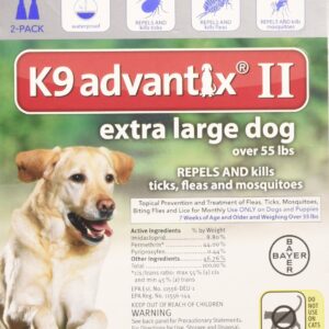 Bayer K9 Advantix II, Flea and Tick Control Treatment for Dogs, Over 55 Pound, 2-Month Supply