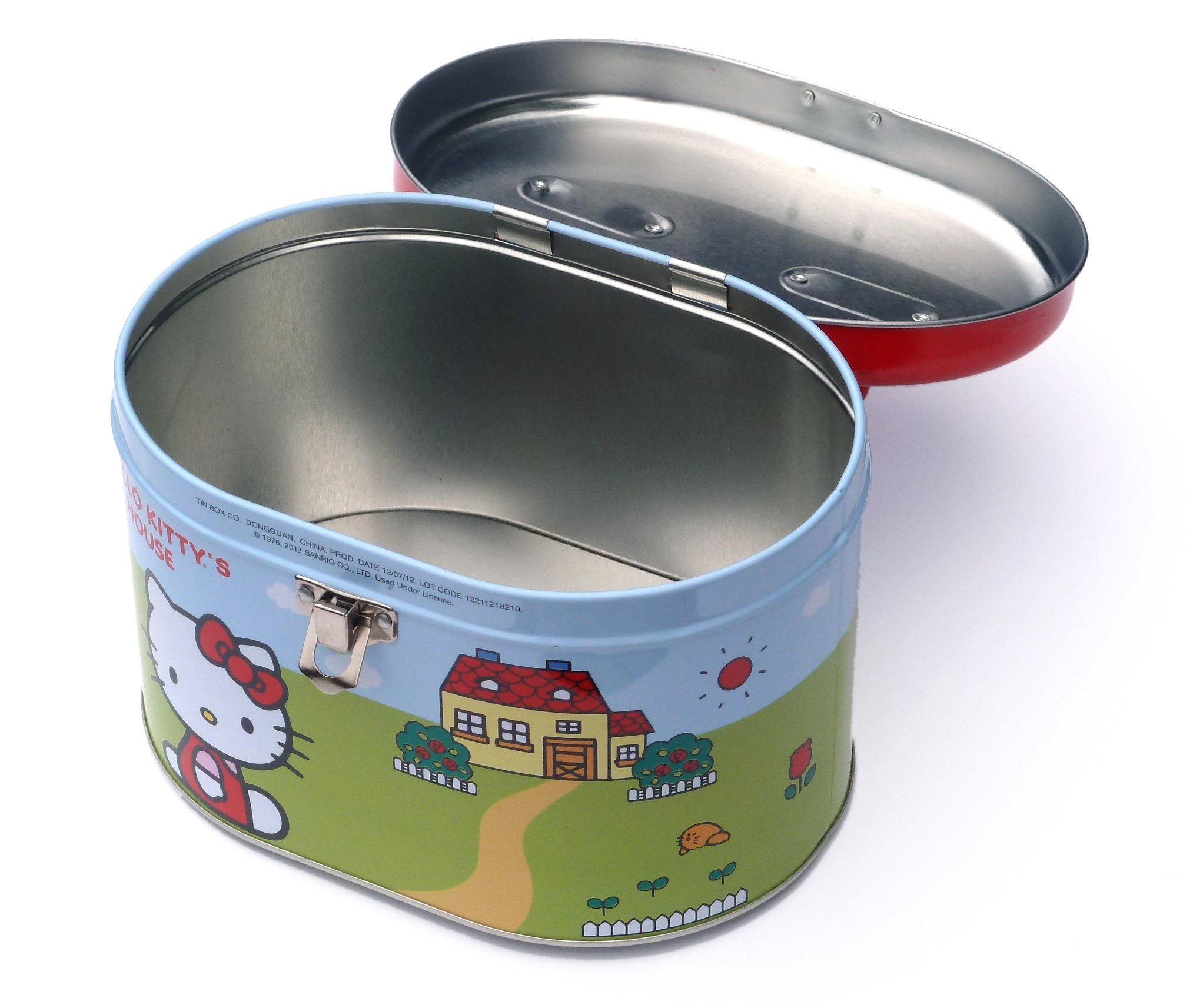 Hello Kitty House Oval Tin Train Case/Sewing Box