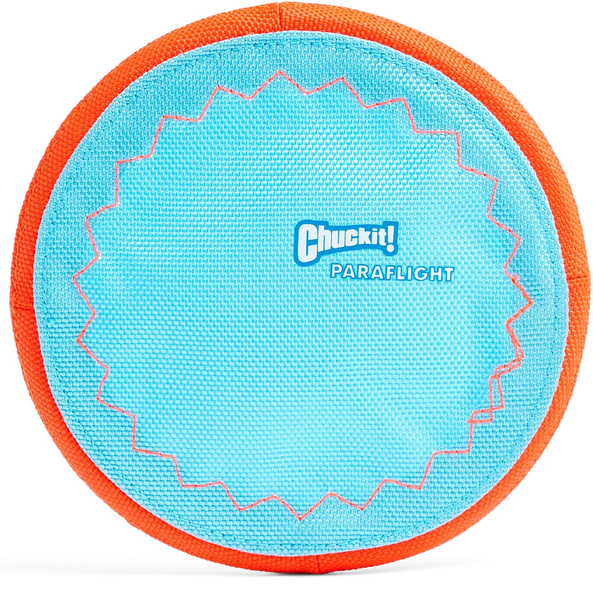 Chuckit! Paraflight Flying Disc Dog Toy - Water Floating Flyer - Durable Nylon Construction with Soft Rubber Edges - For Small and Medium Dogs - Size Small - 6.75" L x 6.75" W - Pack of 1