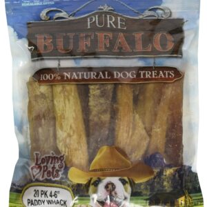 Loving Pets Pure Buffalo 6-Inch Backstrap Tendon Dog Treat, 20-Pack